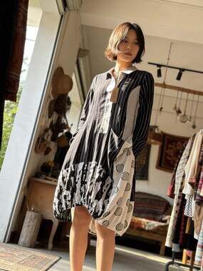 NWT Fashion Concepts Geometric Mixed Print High-Low Shirt Dress Size S